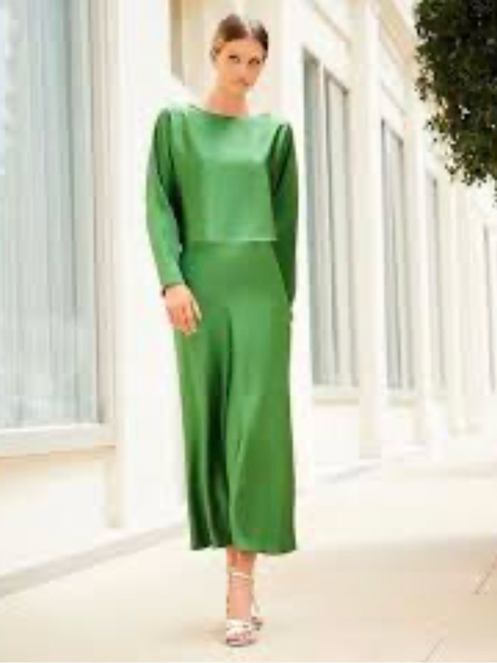 ANTONIO MELANI Green Long Sleeve Satin Set